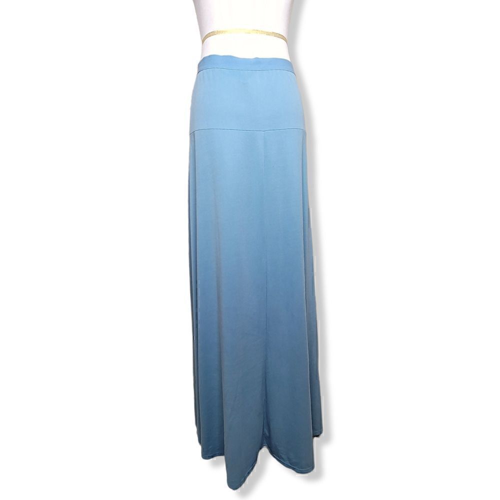 BCBGMaxazria Jaymee Elastic Waist Maxi Skirt Blue Breeze Size Medium